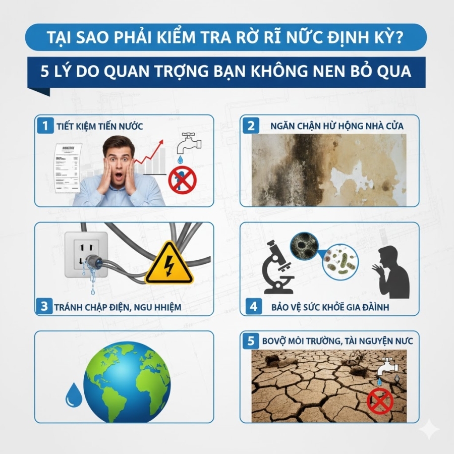 Tại Sao Phải Kiểm Tra Rò Rỉ Nước Định Kỳ? 5 Lý Do Quan Trọng Bạn Không Nên Bỏ Qua